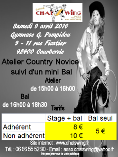 Chatswing, association de danse à Courbevoie propose un atelier et un bal  de Country Line Dance